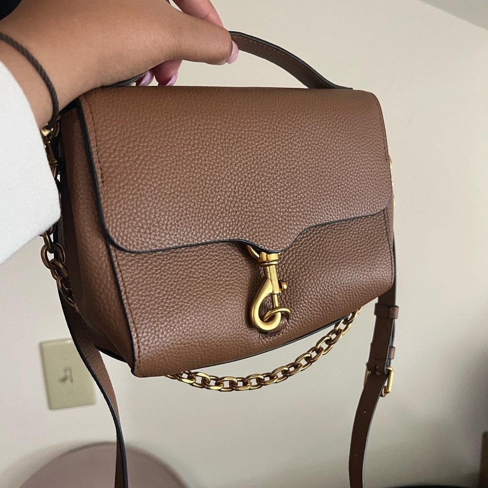 Rebecca Minkoff Brown Leather Crossbody with Gold Accents